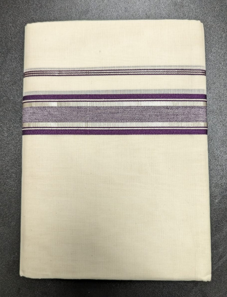 Purple Handloom Cotton Dhoti -Vayalfoods